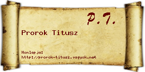 Prorok Titusz névjegykártya